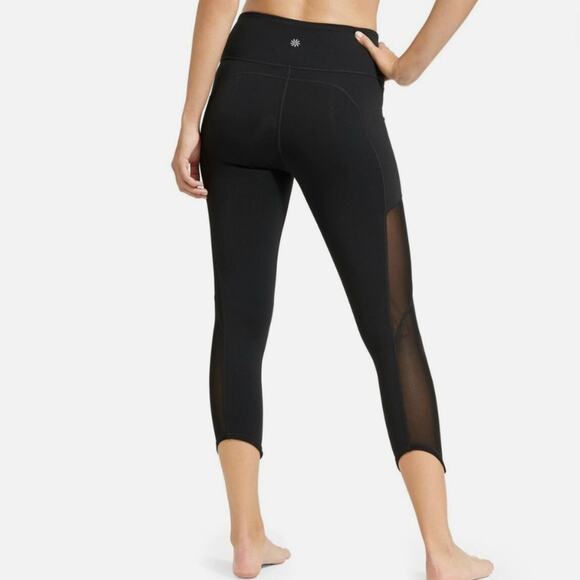 ATHLETA Black Mesh Chaturanga To Town High Rise Active Yoga Workout Capri Size S - Picture 13 of 14